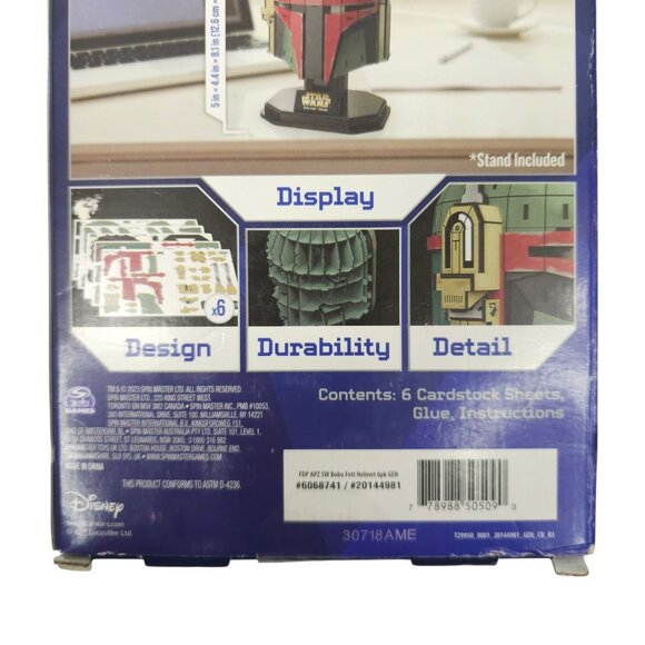 Spin Master Star Wars Boba Fett Helmet 4D Cardstock Model Kit 93 Pc Building Toy - Picture 6 of 8
